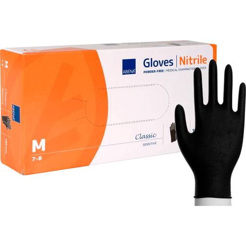 Abena Classic Nitrilhandskar Puderfri Svart M 100 St – bäst i test engångshandskar nummer 1