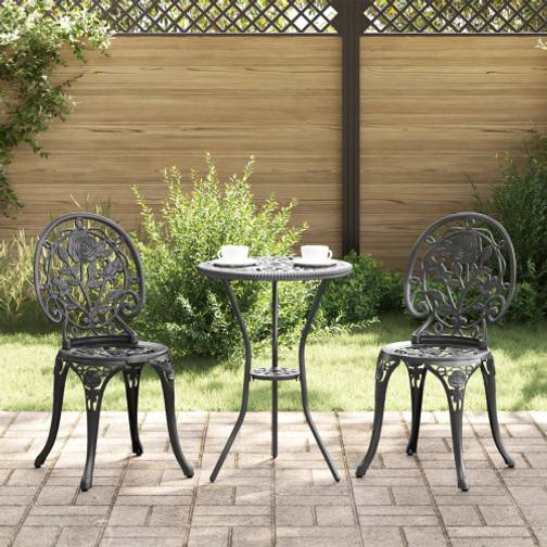 vidaXL 3-Delat Utemöbelset I Svart Gjutjärn Caféset, 1 Bord inkl. 2 Stolar – caféset utemöbler recension